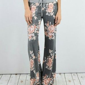 Ladies Gray Floral Pants